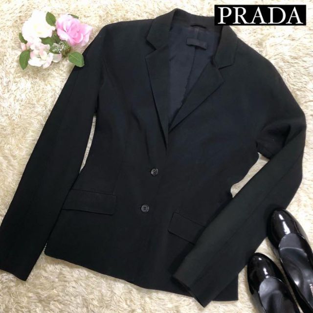『1年保証』 PRADA フォーマル シンプル 黒 ブラック スーツ ジャケット 【良品✨】プラダ - テーラードジャケット