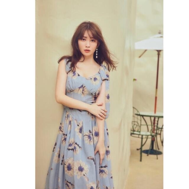 herlipto Sunflower-printed Midi Dress レディースのワンピース(ロングワンピース/マキシワンピース)の商品写真