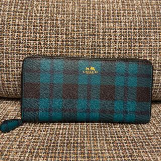 コーチ(COACH)の55933 コーチ　長財布　グリーンチェック　緑(財布)