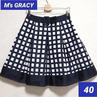 エムズグレイシー(M'S GRACY)のM's GRACY エムズグレイシー ひざ丈スカート フレア 40 総柄(ひざ丈スカート)