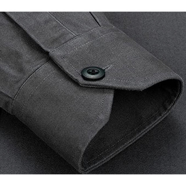 【大きいサイズ】2XL メンズ 長袖 シャツ 無地  秋 ブラックカラー メンズのジャケット/アウター(Gジャン/デニムジャケット)の商品写真