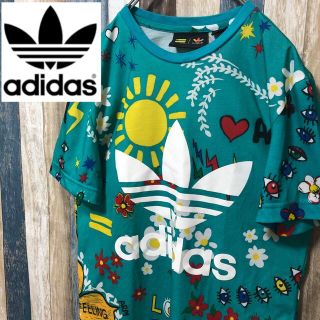 adidas - アディダス 刺繍ロゴ 総柄 tシャツ 半袖 トレフォイル グレーの通販｜ラクマ