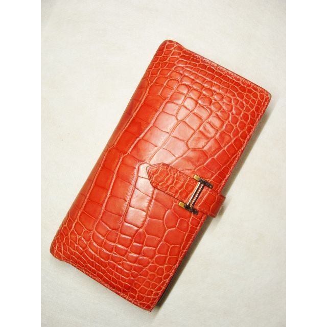 HERMES - エルメスベアンスフレゼラニウムマットアリゲーターワニ皮革長財布ウォレットクロコ