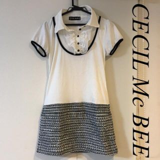 セシルマクビー(CECIL McBEE)のセシルマクビー CECIL Mc BEE シャツワンピース ツイード フリル(ミニワンピース)