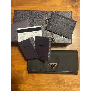 プラダ(PRADA)のプラダ　ナイロン／レザー　長財布　黒(財布)