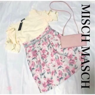 ミッシュマッシュ(MISCH MASCH)のMISCH MASCH ミッシュマッシュ 花柄 薔薇 タイトスカート ピンク(ひざ丈スカート)