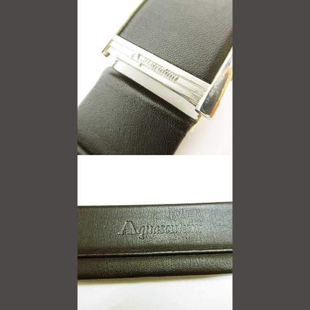 AQUA SCUTUM(アクアスキュータム)のレザーベルト ロゴ入りバックル スクエアバックル ブラック 黒 全長93.5cm メンズのファッション小物(ベルト)の商品写真