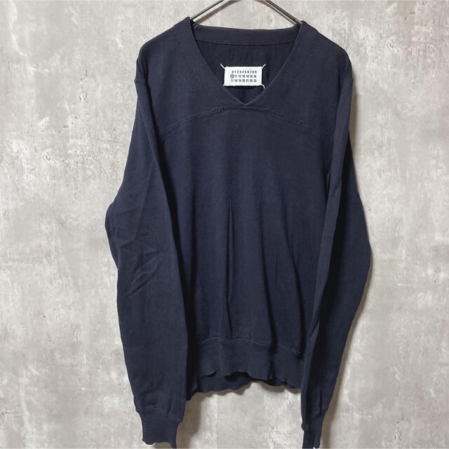 maison margiela メゾンマルジェラ Vネックニット ネイビー 特价! www