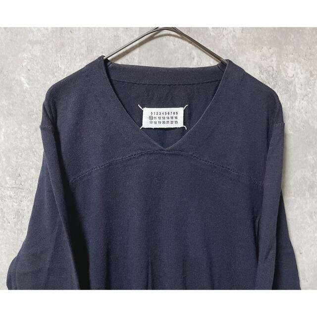 maison margiela メゾンマルジェラ Vネックニット ネイビー トップス maison margiela メゾンマルジェラ Vネックニット ネイビー トップス