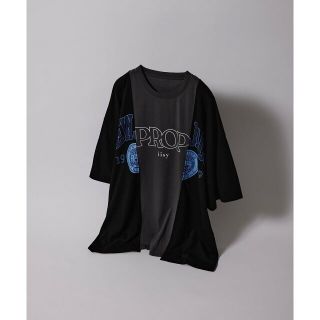 ジュンレッド(JUNRED)の【チャコール（06）】【iisy】リメイクライクカレッジTシャツ(カットソー(長袖/七分))