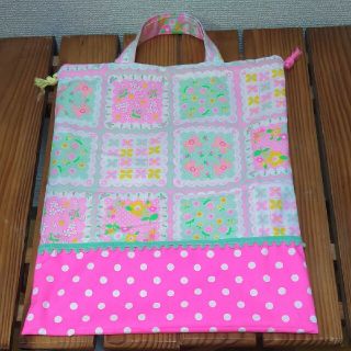 入園入学準備　ピンクス　花柄　水玉pinks　体育袋　お着替え袋　巾着袋　女の子(体操着入れ)