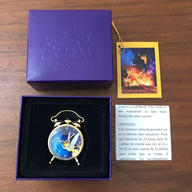 【未使用】ディズニー 75周年 記念 ミニ 置き時計 ティンカーベル