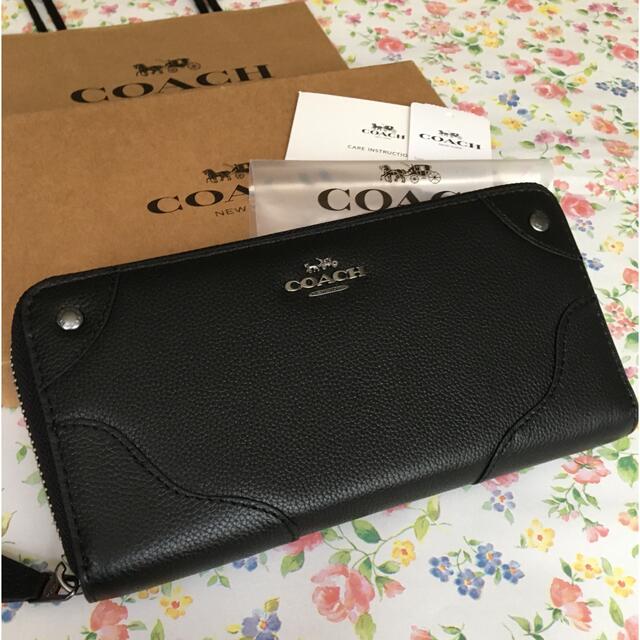 新品未使用COACH メンズ長財布 ブラック後チャック付き正規品