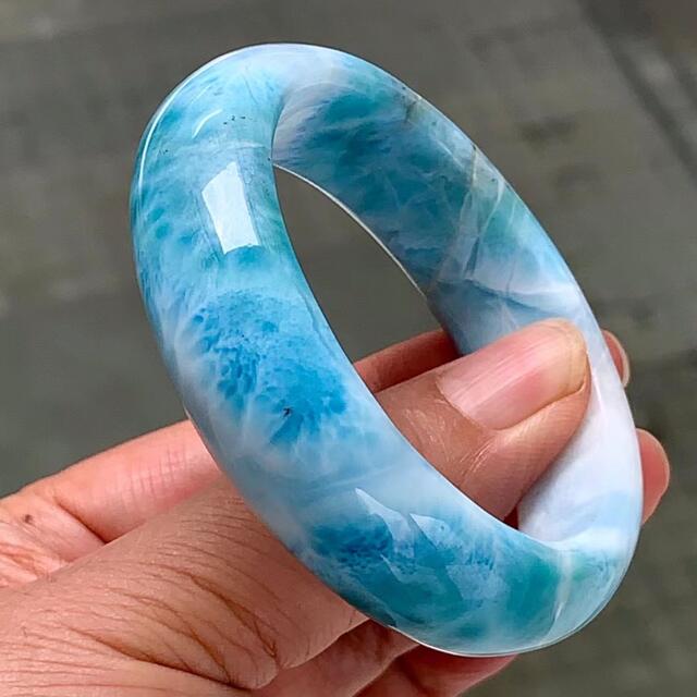 天然無処理 ラリマー バングル 内径51.8mm レディース アクセサリー