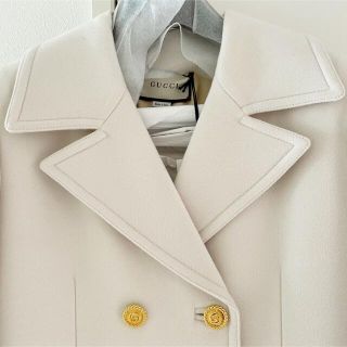 GUCCI ロングコート 44 オフホワイト グッチ ホースビット ダブル 新品