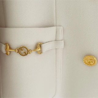 GUCCI ロングコート 44 オフホワイト グッチ ホースビット ダブル 新品