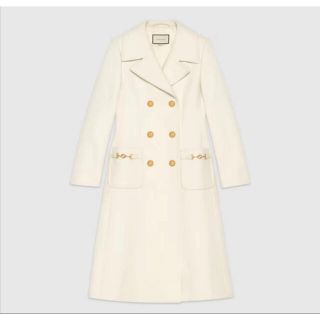 GUCCI ロングコート 44 オフホワイト グッチ ホースビット ダブル 新品