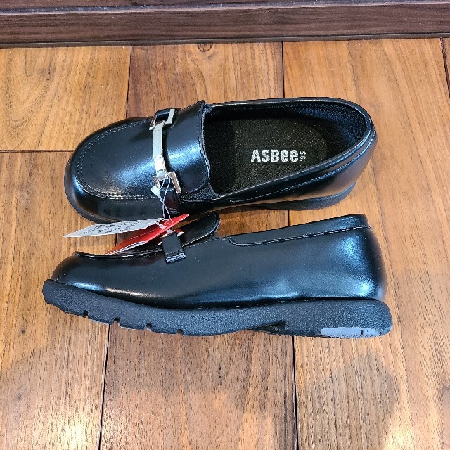 ASBee(アスビー)の【新品‼️】ローファー黒17.5㎝18㎝対応フォーマルスニーカー靴　ASBEE キッズ/ベビー/マタニティのキッズ靴/シューズ(15cm~)(フォーマルシューズ)の商品写真