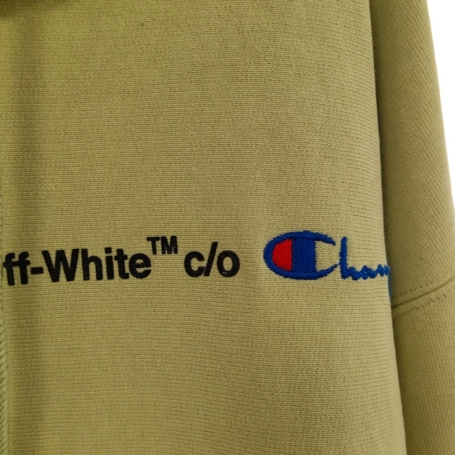 OFF-WHITE(オフホワイト)のOFF-WHITE オフホワイト ×champion 18SS Hooded Sweatshirt バックアロープリントプルオーバーパーカー ダメージ加工 ライトグリーン OMBB027S18875050 メンズのトップス(パーカー)の商品写真