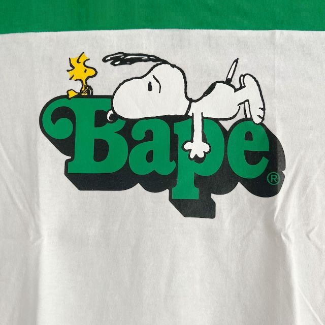 A BATHING APE(アベイシングエイプ)のBAPE Tシャツ XS サイズ スヌーピー コラボ ホワイト SNOOPY レディースのトップス(Tシャツ(半袖/袖なし))の商品写真