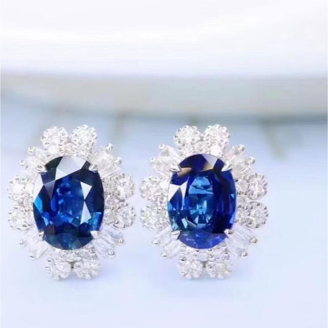 2022年新作入荷 ダイヤ ブルーサファイア ロイヤル 天然 ピアス1.75ct