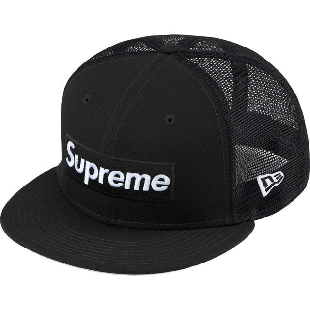 supreme  Box Logo Mesh Back New Era 黒キャップ