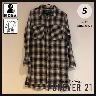 フォーエバートゥエンティーワン(FOREVER 21)のフォーエバー21 Forever21 チェック柄 ロング丈 カラーシャツ S(カーディガン)