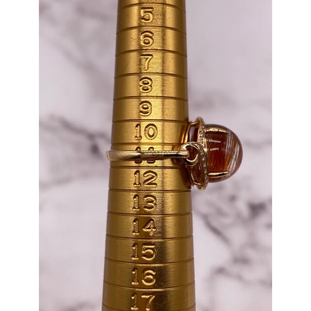 キャッツアイ ルチル ダイヤ ゴールド リング 18K レディースのアクセサリー(リング(指輪))の商品写真