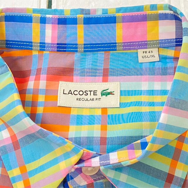 【専用】 2枚　オレンジ　ブルー　LACOSTE ラコステ　半袖　チェックシャツ