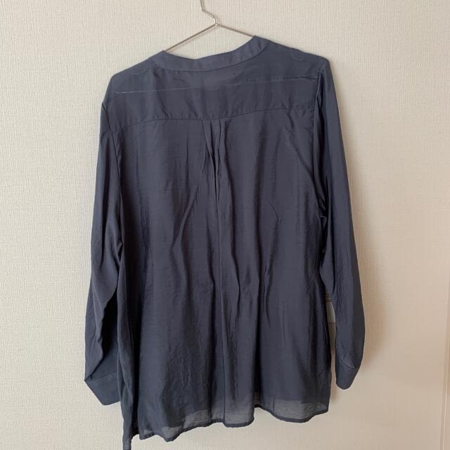 しまむら   Hina   前開きシアーシャツ  青  ３L レディースのトップス(シャツ/ブラウス(長袖/七分))の商品写真