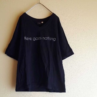 マウジー(moussy)のMOUSSY Vネック ロゴ刺繍 Tシャツ 黒(Tシャツ(半袖/袖なし))