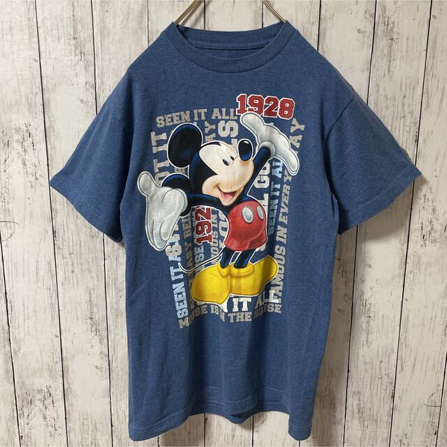 【USA製☆】ディズニー ミッキー ビッグプリント半袖Tシャツ ネイビー XXL