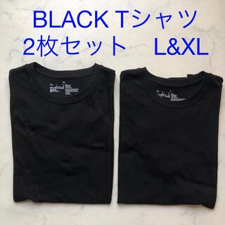 【2枚セット】Tシャツ black 黒 メンズ L&XL(Tシャツ/カットソー(半袖/袖なし))