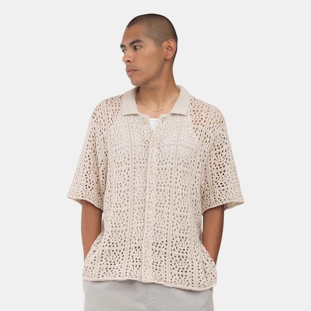 STUSSY CROCHET SHIRT L 新品 ステューシー ニット シャツ