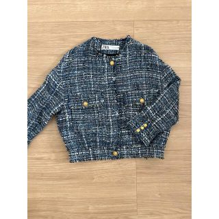 ザラ(ZARA)の【ZARA】ノーカラーツイードジャケット(ノーカラージャケット)