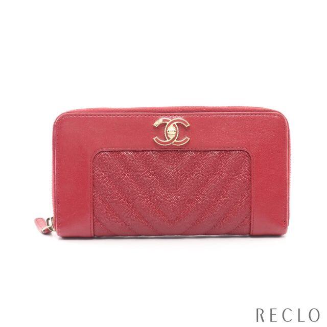 CHANEL - マドモアゼル シェブロン ラウンドファスナー長財布 キャビア