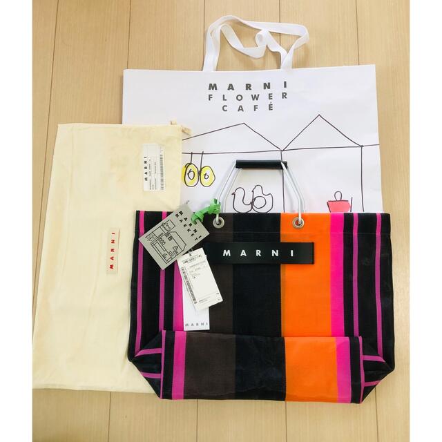 MARNI MARKET フラワーカフェ ストライプトートバッグ