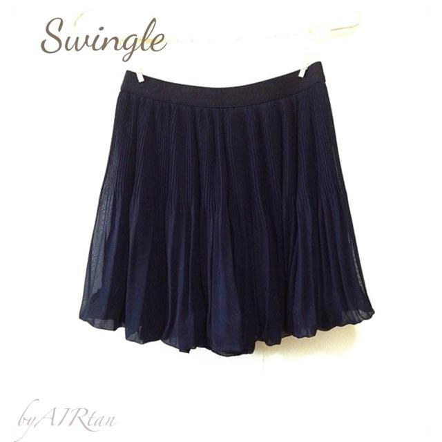 Swingle(スウィングル)のネイビー♡シフォンキュロット レディースのスカート(ミニスカート)の商品写真