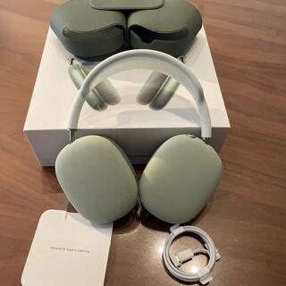 アップル(Apple)の美品 保護ケース付 airpods max グリーン 箱あり、ケーブルあり(ヘッドフォン/イヤフォン)