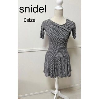 スナイデル(SNIDEL)のsnidel カシュクール　半袖　ボーダーワンピース　0サイズ(ミニワンピース)