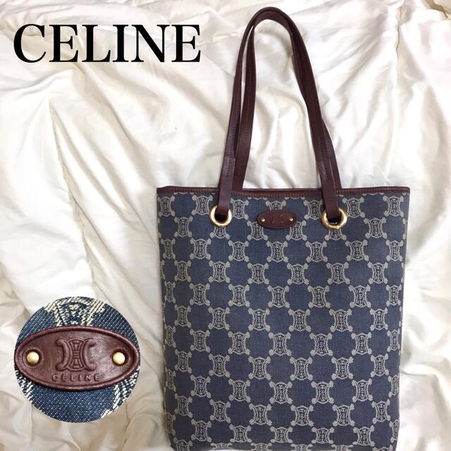 CELINE セリーヌ デニム トートバッグ パリマカダム  ハンドバッグ 青