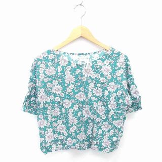 アーバンリサーチドアーズ(URBAN RESEARCH DOORS)のアーバンリサーチ ドアーズ カットソー Tシャツ 花柄 半袖 ONE 緑 白(カットソー(半袖/袖なし))