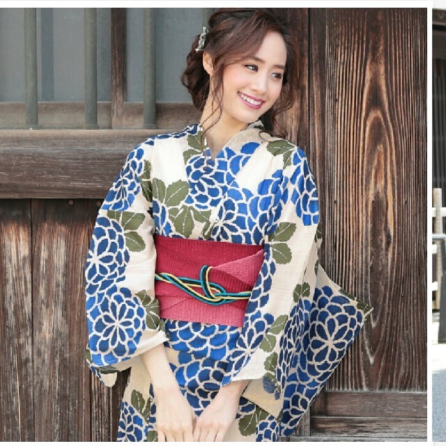 新品未使用 浴衣三点セット(帯・下駄) 紫陽花 ブルーの通販 by