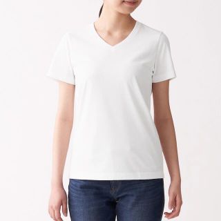 ムジルシリョウヒン(MUJI (無印良品))の【未使用】Ｖネック半袖Ｔシャツ 白 無印良品 Mサイズ(Tシャツ(半袖/袖なし))