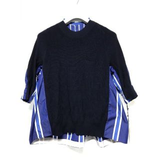 サカイ(sacai)のSACAI 20SS 半袖ニット 青 ストライプ　3　新品　サカイ(シャツ/ブラウス(半袖/袖なし))