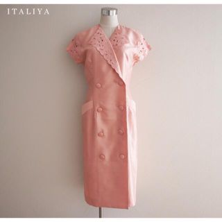 イタリヤ(伊太利屋)の＊日本製vintage＊伊太利屋 フレンチスリーブ  ダブル タイトワンピース(ひざ丈ワンピース)