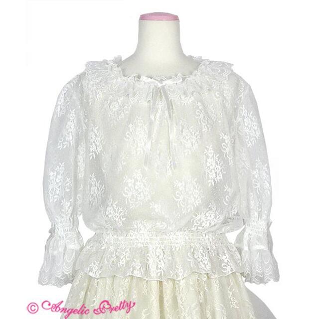 Angelic Pretty(アンジェリックプリティー)のAngelic Pretty Lacy Ribbon Girlブラウス　シロ レディースのトップス(シャツ/ブラウス(長袖/七分))の商品写真