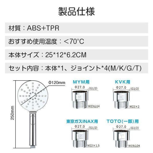 シャワーヘッド ウルトラファインバブル ナノバブル 最大80%節水 美容ミスト 6