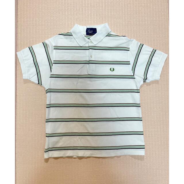 FRED PERRY(フレッドペリー)のフレッドペリー ポルトガル製 ボーダー 半袖 ポロシャツ メンズM 白 メンズのトップス(ポロシャツ)の商品写真