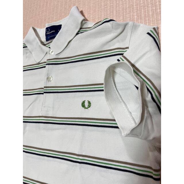 FRED PERRY(フレッドペリー)のフレッドペリー ポルトガル製 ボーダー 半袖 ポロシャツ メンズM 白 メンズのトップス(ポロシャツ)の商品写真